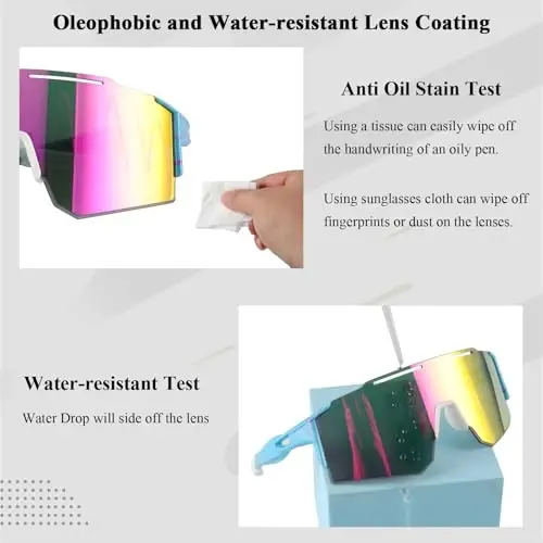 Ukoly Sport Sunglasses for Men and Women,HD PC Lens UV400 Protection | Sun Glasses for Running Cycling Baseball Fishing Golf Hiking,with 1 Lens or 3 Interchangeable Lens - 4