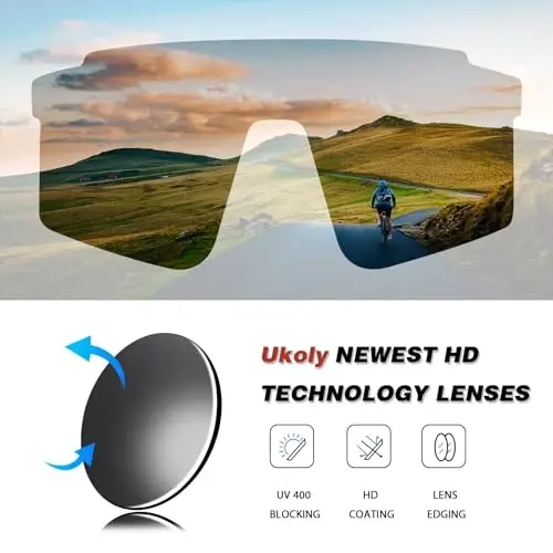 Ukoly Cycling Sunglasses for Men Women with 3 Interchangeable Lenses, Polarized Sports Sunglasses, Baseball Sunglasses - 3
