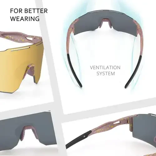 Ukoly Cycling Sunglasses for Men Women with 3 Interchangeable Lenses, Polarized Sports Sunglasses, Baseball Sunglasses - Ukoly (1)