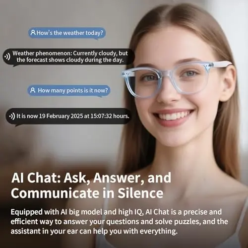 AI Smart Glasses for Men & Women, AI-Powered By Translation, Noise Reduction, Open Ear Audio Mic & Speakers, Translation Glasses with Color-Change Lenses, Support 169 Languages, Business/Travel(Blue) - 5