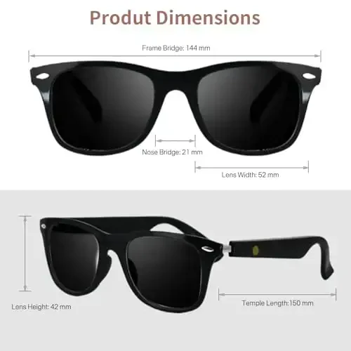 Smart Glasses for Men Women, Open Ear, UV Protection, Polarized Bluetooth Sunglasses with Mic Speakers, Touch & Voice Assistant Compatible - Up to 6 Hrs Battery, Smart Sunglasses for outdoor sports - 4