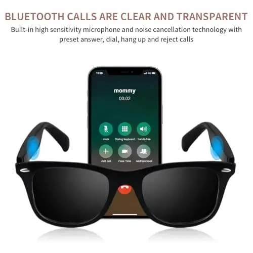 Smart Glasses for Men Women, Open Ear, UV Protection, Polarized Bluetooth Sunglasses with Mic Speakers, Touch & Voice Assistant Compatible - Up to 6 Hrs Battery, Smart Sunglasses for outdoor sports - TULBEYS (1)