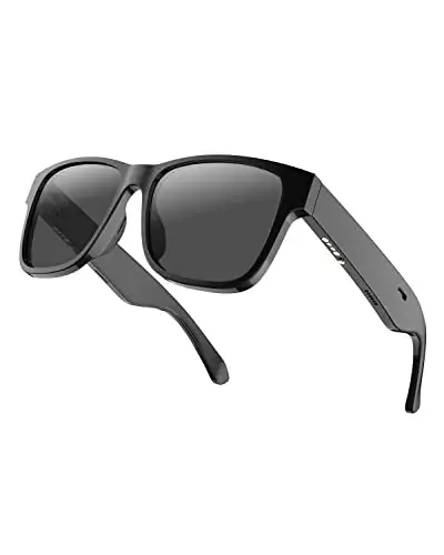 RUIMEN Bluetooth Audio Smart Glasses for Men Women, Smart Sunglasses with Speakers and Mics Open Ear Music Hands-Free Calling, Volume Control, Anti-UV Lens, IP4 Waterproof Classic Black Standard Size - 8