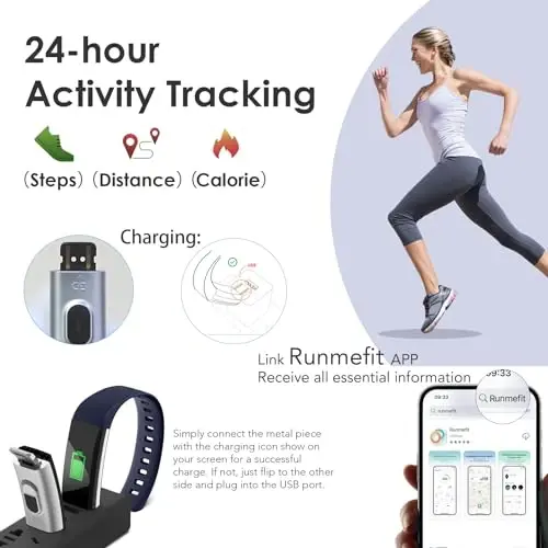 Fitness Tracker for Men and Women,Fitness Watch Waterproof with Activity Tracker and Sleep Monitor,Smart Watch for Android and iOS Phones(Blue)…… - THREESHEEP (1)