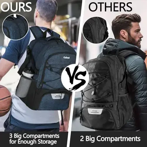 Soccer Backpack for Men and Women,Sports Bag with Ball Compartment,Gym Backpack with Shoe Compartment - 3
