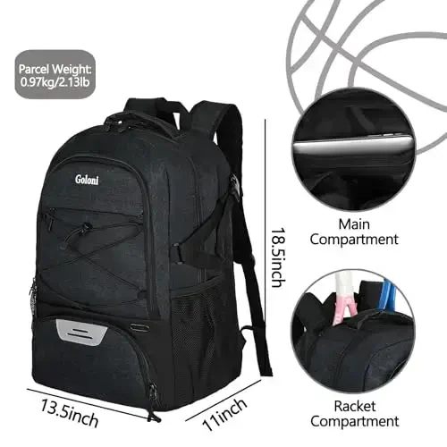 Soccer Backpack for Men and Women,Sports Bag with Ball Compartment,Gym Backpack with Shoe Compartment - 4