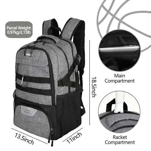 Soccer Backpack for Men and Women,Sports Bag with Ball Compartment,Gym Backpack with Shoe Compartment - 6