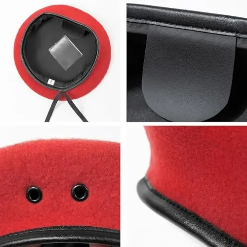 Gajaous British Military Berets for Men and Women,Wool and Leather Beret Hats,Multiple Colours Army Beret - 2