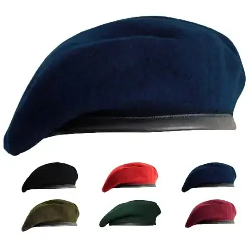 Gajaous British Military Berets for Men and Women,Wool and Leather Beret Hats,Multiple Colours Army Beret 