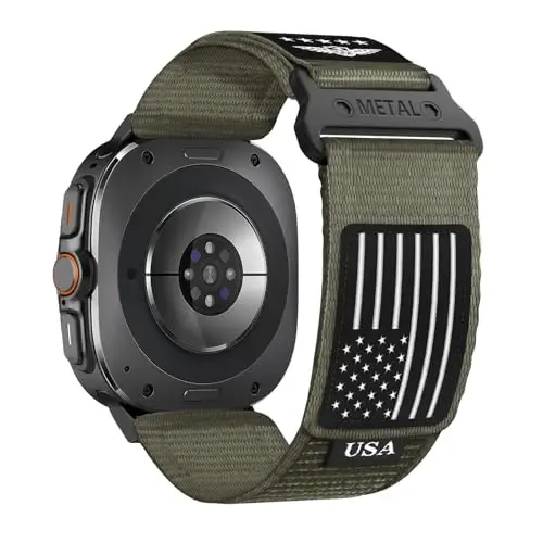Rugged Nylon Band for Galaxy Watch Ultra Bands 47mm (2025/2024) for Men Women,One Click No Gap Fabric Woven Wristbands Adjustable Sport Strap for Samsung Galaxy Watch Ultra Band 47 mm for Man,XL 