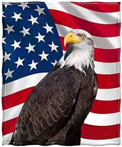 Jekeno American Flag Gifts Blanket for Men Women, Eagle USA Flag Throw Blankets for Adult Kids Boys Girls, Christmas Birthday Independence Day American Decor Gifts for Home Bed Couch - 5