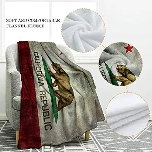 Jekeno California Republic Flag Gifts for Men Women, California Throw Blanket for Adult Kids Boys Girls, Independence Day California Decor Gifts for Home Bed Couch - 3