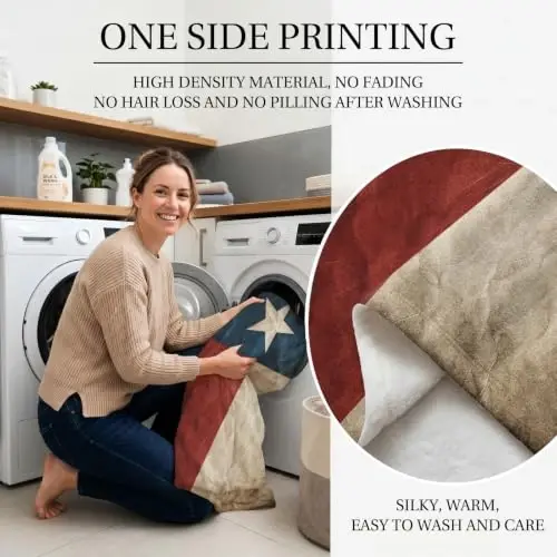 Jekeno Texas Gifts Blanket Vintage Lone Star Flag Patriotic Throw Blanket | 60x80 Inch Flannel Texas Blanket Gifts For Christmas Birthday Fathers Day Independence Women Men Kids Boys Girls - 6