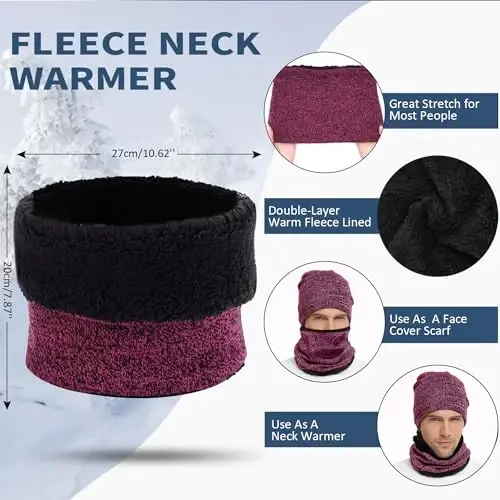 FZ FANTASTIC ZONE Winter Beanie Hats Scarf Touchscreen Gloves for Men Women | Men's Skullies & Beanies Caps Knit Warm Thick Thermal Neck Warmer Infinity Scarves Snow Ski Gloves for Men Cold Weather Gifts - 3