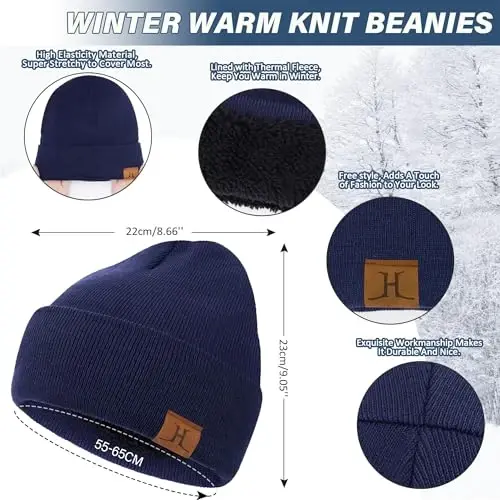 Winter Beanie Hat Scarf Touchscreen Gloves Set for Men and Women, Beanie Gloves Neck Warmer Set with Warm Knit Fleece Lined - 2
