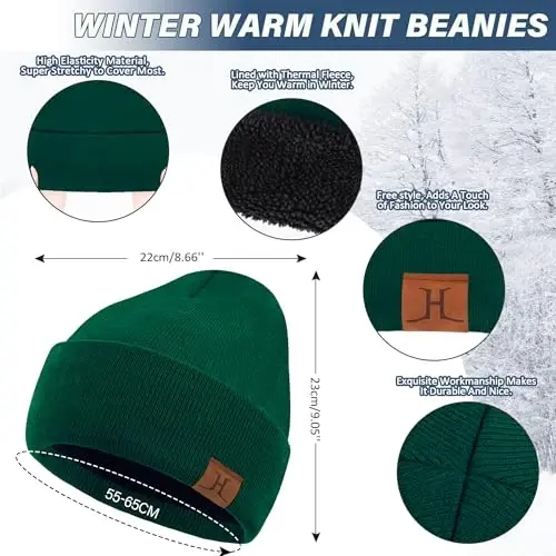 FZ FANTASTIC ZONE Winter Beanie Hats Scarf Touchscreen Gloves for Men Women | Men's Skullies & Beanies Caps Knit Warm Thick Thermal Neck Warmer Infinity Scarves Snow Ski Gloves for Men Cold Weather Gifts - 2