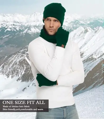 FZ FANTASTIC ZONE Winter Beanie Hats Scarf Touchscreen Gloves for Men Women | Men's Skullies & Beanies Caps Knit Warm Thick Thermal Neck Warmer Infinity Scarves Snow Ski Gloves for Men Cold Weather Gifts - 6