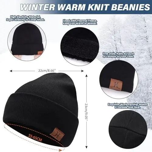 FZ FANTASTIC ZONE Winter Beanie Hats Scarf Touchscreen Gloves for Men Women | Men's Skullies & Beanies Caps Knit Warm Thick Thermal Neck Warmer Infinity Scarves Snow Ski Gloves for Men Cold Weather Gifts - 3