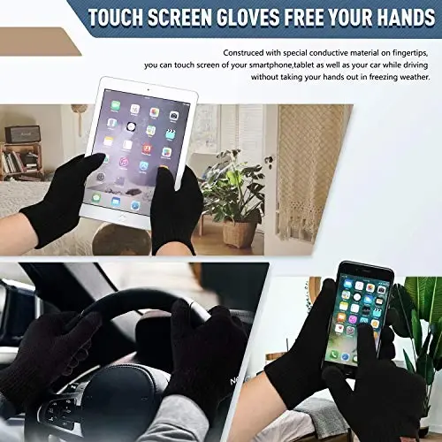 FZ FANTASTIC ZONE Winter Beanie Hats Scarf Touchscreen Gloves for Men Women | Men's Skullies & Beanies Caps Knit Warm Thick Thermal Neck Warmer Infinity Scarves Snow Ski Gloves for Men Cold Weather Gifts - 5