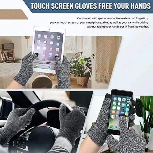 FZ FANTASTIC ZONE Winter Beanie Hats Scarf Touchscreen Gloves for Men Women | Men's Skullies & Beanies Caps Knit Warm Thick Thermal Neck Warmer Infinity Scarves Snow Ski Gloves for Men Cold Weather Gifts - 5