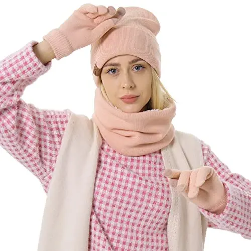 FZ FANTASTIC ZONE Winter Beanie Hats Scarf Touchscreen Gloves for Men Women | Men's Skullies & Beanies Caps Knit Warm Thick Thermal Neck Warmer Infinity Scarves Snow Ski Gloves for Men Cold Weather Gifts - 6