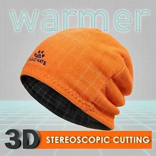 Winter Beanie Hat for Men Women Fleece Lined Thick Warm Plaid Knitted Skull Beanie Reversible Outdoor Windproof Ski Watch Cap - Winter (1)