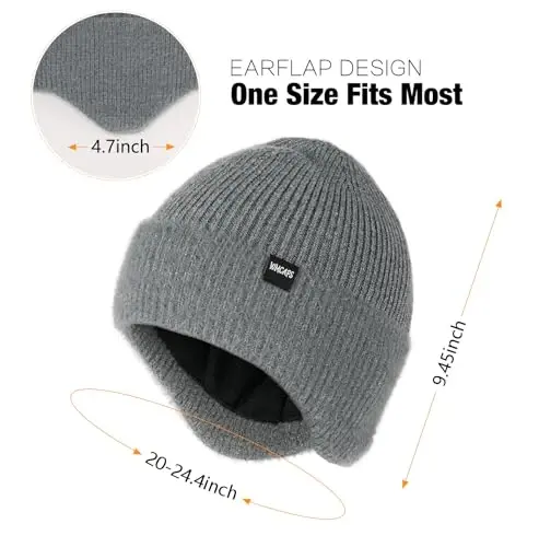 Wmcaps Winter Fleece Line Beanie with Earflap for Men Women, Outdoor Warm Thermal Knitted Hat Stocking Caps - WMCAPS (1)