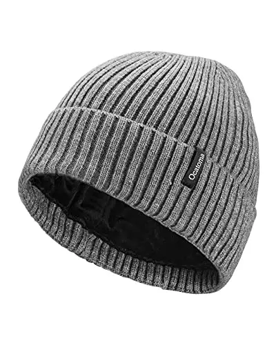 Ocatoma Beanie for Men Women Warm Winter Knit Cuffed Beanie Soft Warm Ski Hats Unisex 