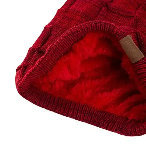 REDESS Beanie Hat for Men and Women Winter Warm Hats Knit Slouchy Thick Skull Cap with Face Cover - 3