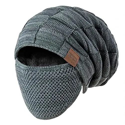 REDESS Beanie Hat for Men and Women Winter Warm Hats Knit Slouchy Thick Skull Cap with Face Cover - 1