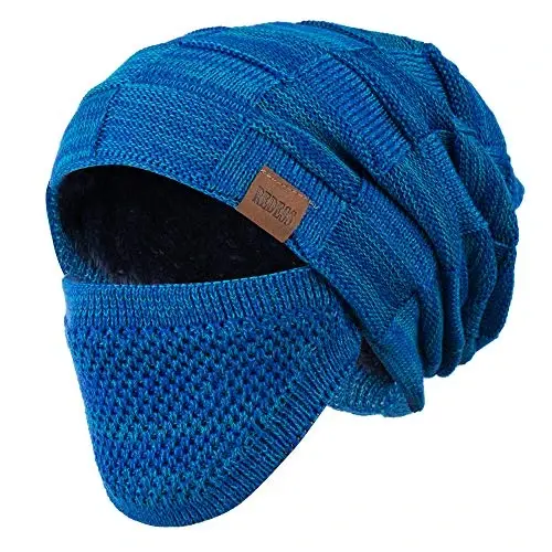 REDESS Beanie Hat for Men and Women Winter Warm Hats Knit Slouchy Thick Skull Cap with Face Cover - 1