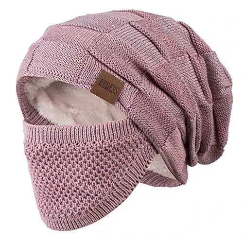 REDESS Beanie Hat for Men and Women Winter Warm Hats Knit Slouchy Thick Skull Cap with Face Cover 