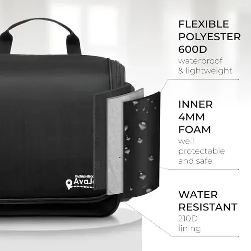 Travel Toiletry Bag for Men and Women - (10.6”x10.6”x3.2”) Large Hanging Toiletry Organizer - Waterproof Hygiene Bag with Metal XXL Swivel Hook, with Sturdy Zippers and 15 Compartments for Toiletries - 6