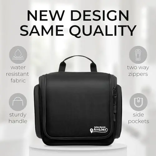 Travel Toiletry Bag for Men and Women - (10.6”x10.6”x3.2”) Large Hanging Toiletry Organizer - Waterproof Hygiene Bag with Metal XXL Swivel Hook, with Sturdy Zippers and 15 Compartments for Toiletries - 4