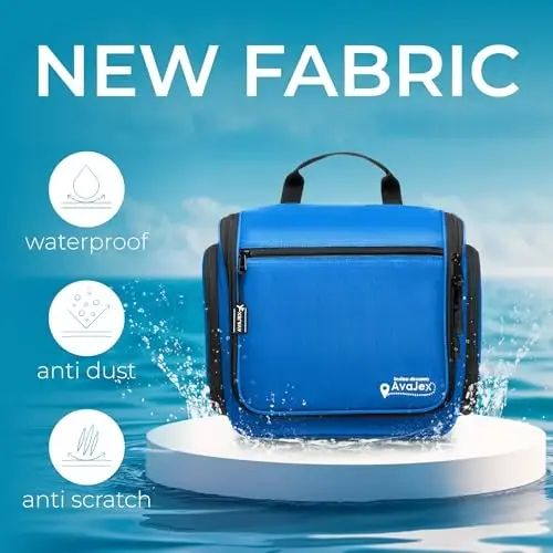 Travel Toiletry Bag for Men and Women - (10.6”x10.6”x3.2”) Large Hanging Toiletry Organizer - Waterproof Hygiene Bag with Metal XXL Swivel Hook, with Sturdy Zippers and 19 Compartments for Toiletries - 4