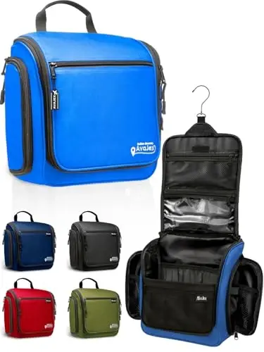 Travel Toiletry Bag for Men and Women - (10.6”x10.6”x3.2”) Large Hanging Toiletry Organizer - Waterproof Hygiene Bag with Metal XXL Swivel Hook, with Sturdy Zippers and 19 Compartments for Toiletries - 1