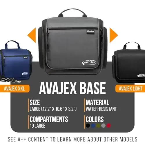 Travel Toiletry Bag for Men and Women - (10.6”x10.6”x3.2”) Large Hanging Toiletry Organizer - Waterproof Hygiene Bag with Metal XXL Swivel Hook, with Sturdy Zippers and 19 Compartments for Toiletries - TRAVEL (1)