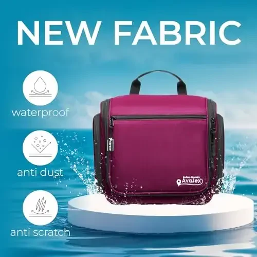 Travel Toiletry Bag for Men and Women - (10.6”x10.6”x3.2”) Large Hanging Toiletry Organizer - Waterproof Hygiene Bag with Metal XXL Swivel Hook, with Sturdy Zippers and 19 Compartments for Toiletries - 4