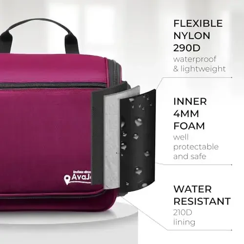 Travel Toiletry Bag for Men and Women - (10.6”x10.6”x3.2”) Large Hanging Toiletry Organizer - Waterproof Hygiene Bag with Metal XXL Swivel Hook, with Sturdy Zippers and 19 Compartments for Toiletries - 5