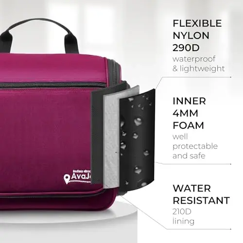 Travel Toiletry Bag for Men and Women - (10.6”x10.6”x3.2”) Large Hanging Toiletry Organizer - Waterproof Hygiene Bag with Metal XXL Swivel Hook, with Sturdy Zippers and 19 Compartments for Toiletries - 5