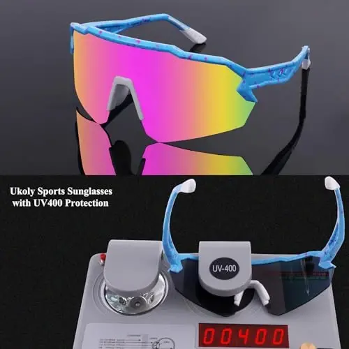 Ukoly Sport Sunglasses for Men Women,HD PC Lens UV400 Protection | Sun Glasses for Running Cycling Baseball Fishing Golf Hiking,Non-slip Rubber Legs Lightweight Design u615 - 4