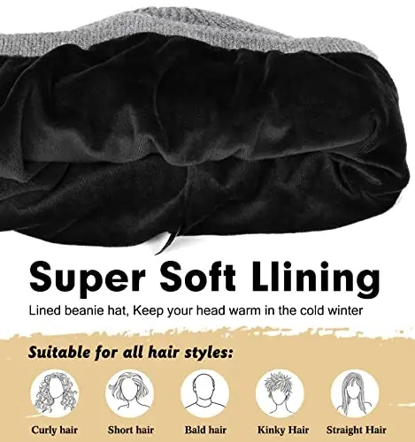 Wmcaps Winter Beanie for Men Women, Fleece Lined Beanie Soft Warm Knit Hat Ski Stocking Cuffed Cap - 3