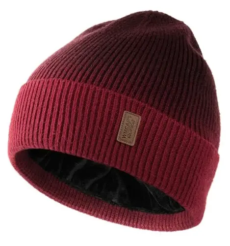 Wmcaps Winter Beanie for Men Women, Fleece Lined Beanie Soft Warm Knit Hat Ski Stocking Cuffed Cap 