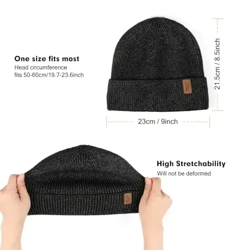 Wmcaps Winter Beanie for Men Women, Fleece Lined Beanie Soft Warm Knit Hat Ski Stocking Cuffed Cap - 3