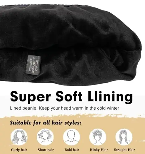 Wmcaps Winter Beanie for Men Women, Fleece Lined Beanie Soft Warm Knit Hat Ski Stocking Cuffed Cap - 3