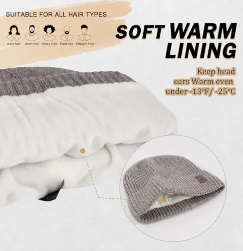 Wmcaps Warm Beanie for Men Women, Fleece Lined Beanie Warm Winter Caps Unisex Fashion Knit Cuffed Cap - 2