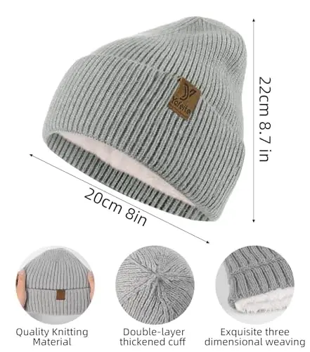 yafeite Winter Beanie Hat for Men Women, Warm Unisex Winter Knitted Hats, Stretchy Cuffs and Thick Warm Lining Beanies - 3