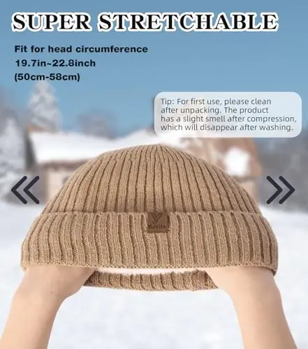 yafeite Winter Beanie Hat for Men Women, Warm Unisex Winter Knitted Hats, Stretchy Cuffs and Thick Warm Lining Beanies - 6