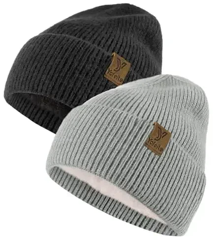 yafeite Winter Beanie Hat for Men Women, Warm Unisex Winter Knitted Hats, Stretchy Cuffs and Thick Warm Lining Beanies - YAFEITE