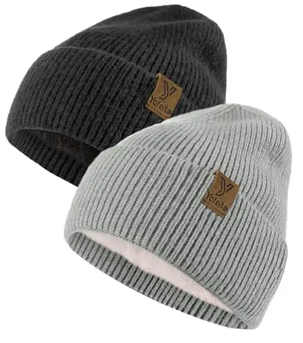 Yafeite Winter Beanie Hat for Men Women, Warm Unisex Winter Knitted Hats, Stretchy Cuffs and Thick Warm Lining Beanies - 1